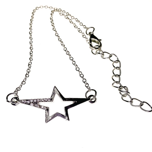 Silver Anklet w/CZ Star Pendant - Picture 2 of 7